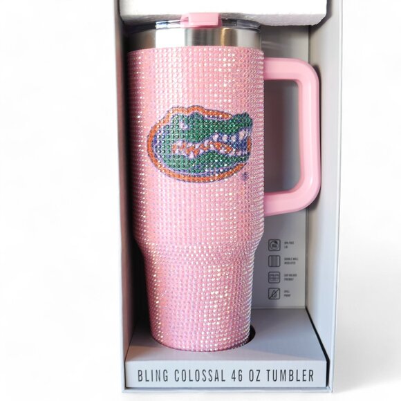 UF Florida Gators Pink Bling Tumbler 46 Oz Insulated Rhinestone Christmas Gift - Picture 4 of 6